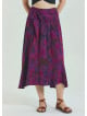 Gipe Waist Tied Wine Patterned Plus Size Skirt 4598